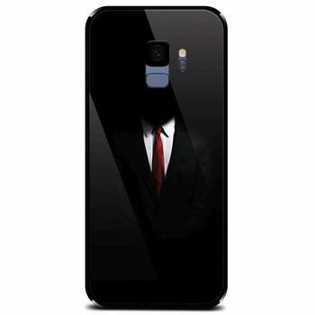 Husa din sticla securizata pentru Samsung Galaxy S9, Mystery Man In Suit Husa din sticla securizata pentru Samsung Galaxy S9, Mystery Man In Suit
