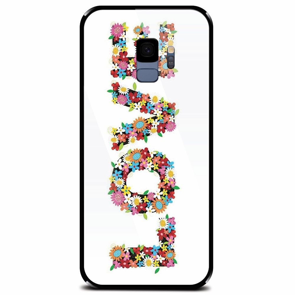 Husa din sticla securizata pentru Samsung Galaxy S9, Love Made By Flowers