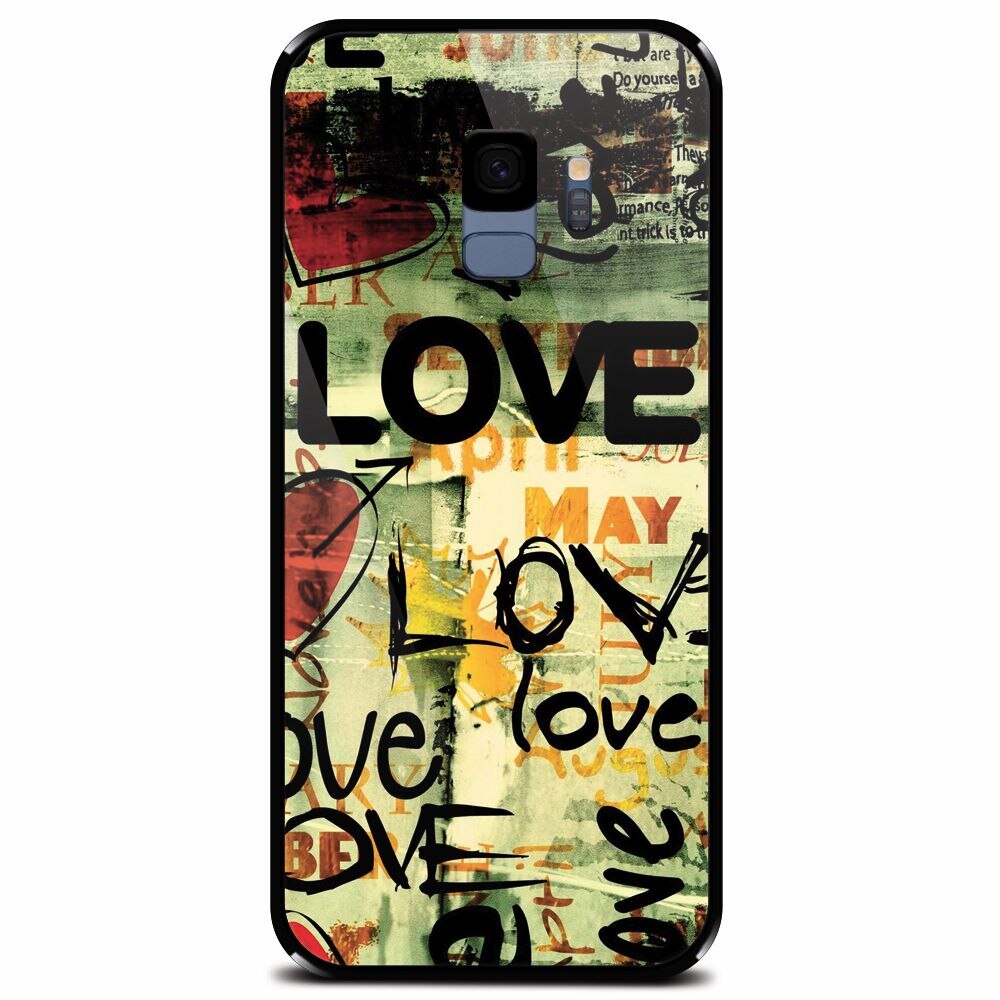 Husa din sticla securizata pentru Samsung Galaxy S9, Love Artwork