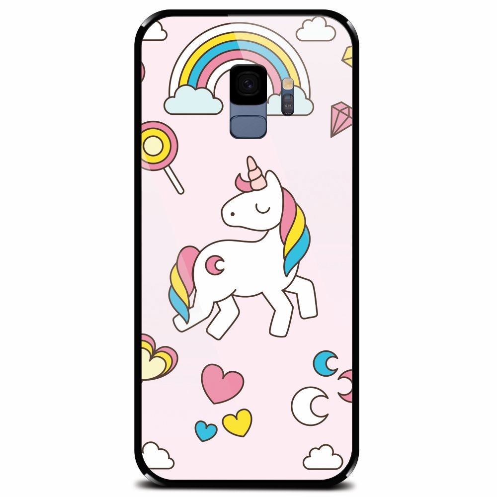 Husa din sticla securizata pentru Samsung Galaxy S9, Cute Unicorn