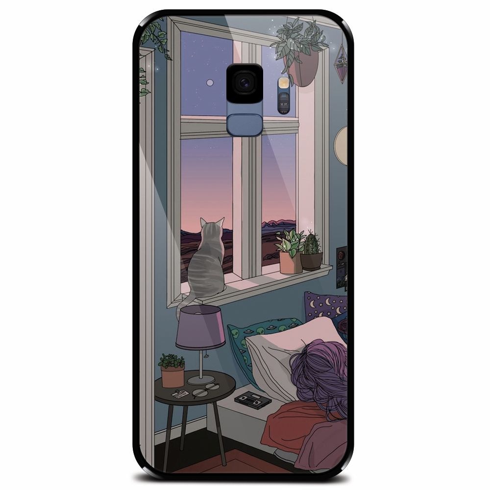 Husa din sticla securizata pentru Samsung Galaxy S9, Girl Room