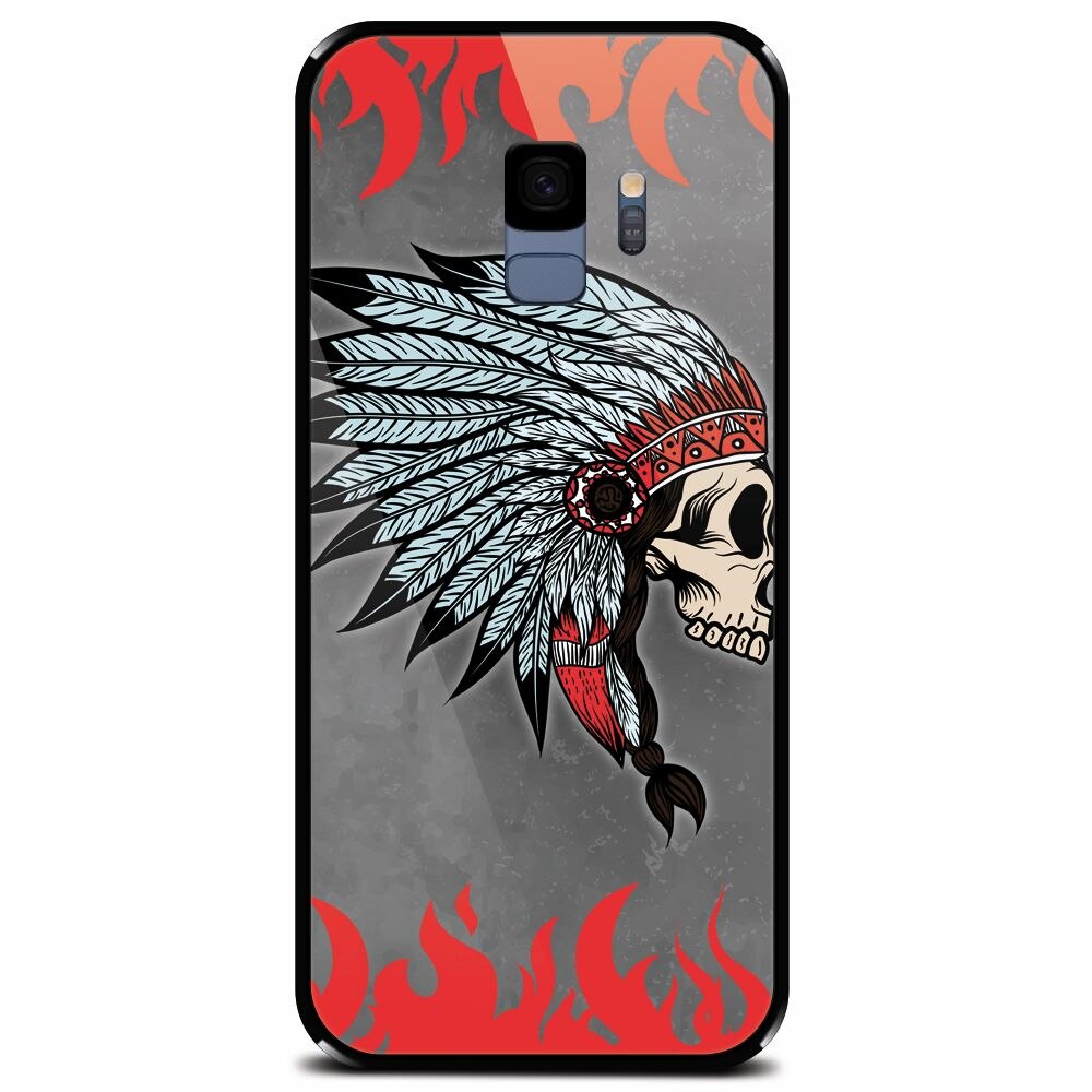 Husa din sticla securizata pentru Samsung Galaxy S9, Indian Skull