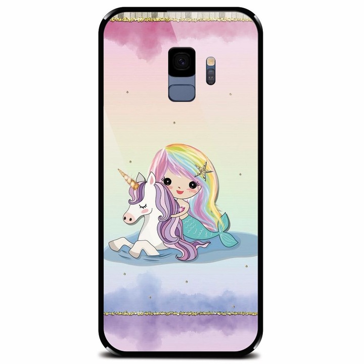 Калъф от закалено стъкло за Samsung Galaxy S9, Mermaid Unicorn Play