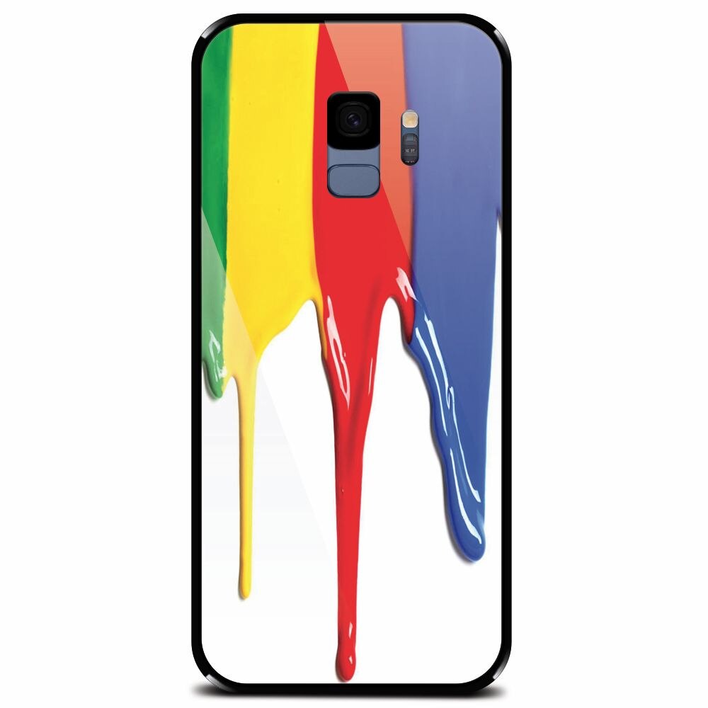 Husa din sticla securizata pentru Samsung Galaxy S9, Dripping Colorful Paint