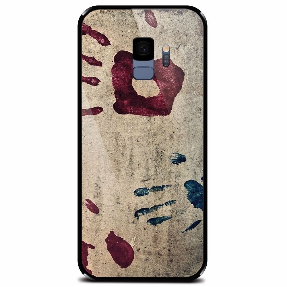Husa din sticla securizata pentru Samsung Galaxy S9, Handprints