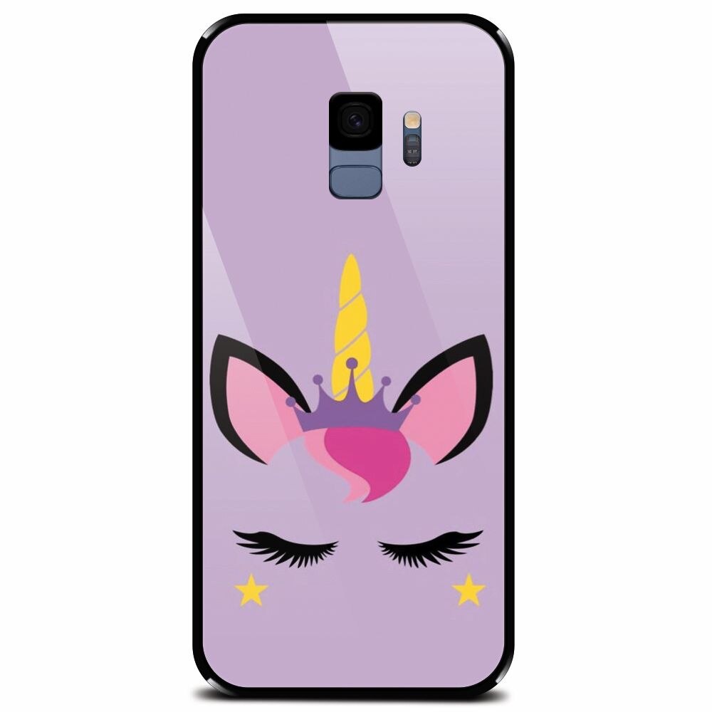 Husa din sticla securizata pentru Samsung Galaxy S9, Unicorn Shine