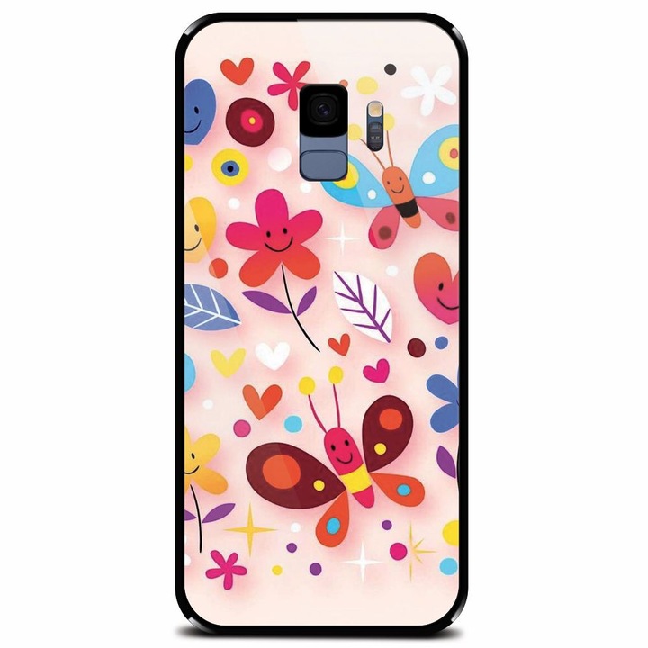 Husa din sticla securizata pentru Samsung Galaxy S9, Butterfly 102
