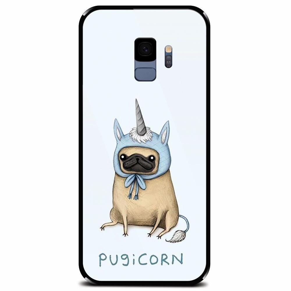 Husa din sticla securizata pentru Samsung Galaxy S9, Pugicorn