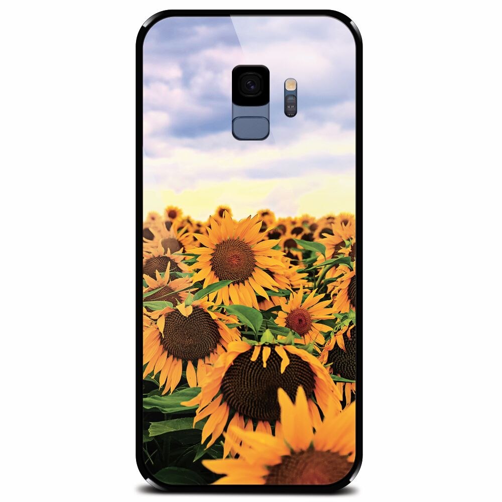 Husa din sticla securizata pentru Samsung Galaxy S9, Sunflowers