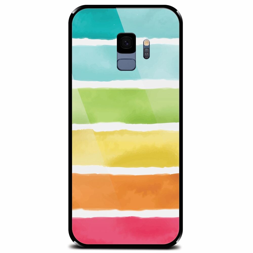 Husa din sticla securizata pentru Samsung Galaxy S9, Watercolors