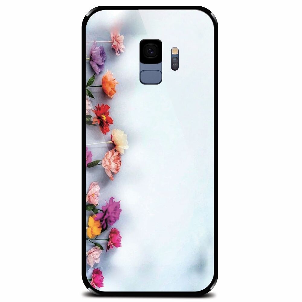 Husa din sticla securizata pentru Samsung Galaxy S9, Flowers