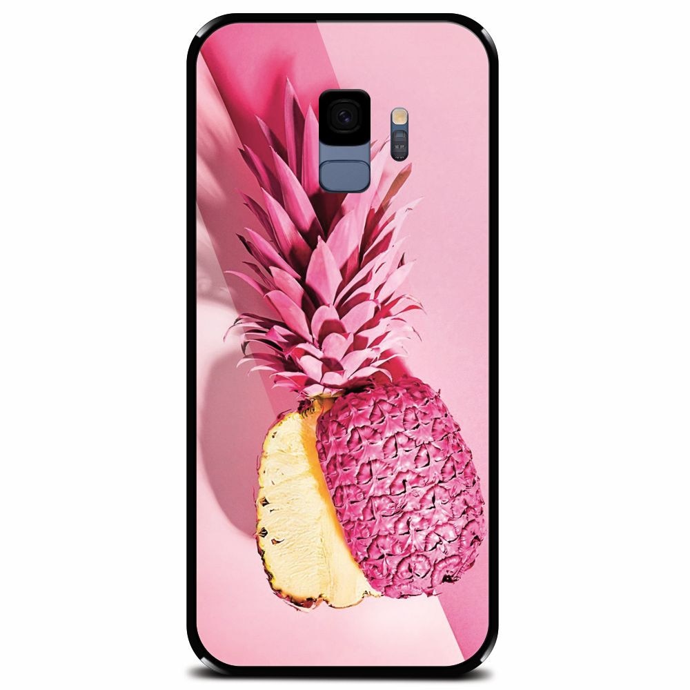 Husa din sticla securizata pentru Samsung Galaxy S9, Pink Pineapple