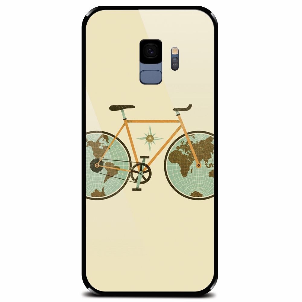Husa din sticla securizata pentru Samsung Galaxy S9, Retro Bicycle Illustration