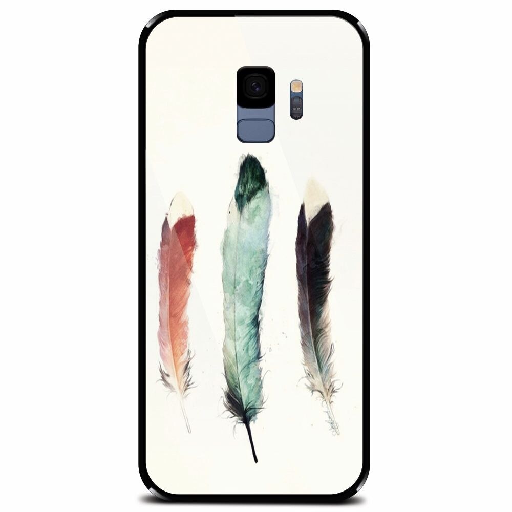 Husa din sticla securizata pentru Samsung Galaxy S9, Three Feathers