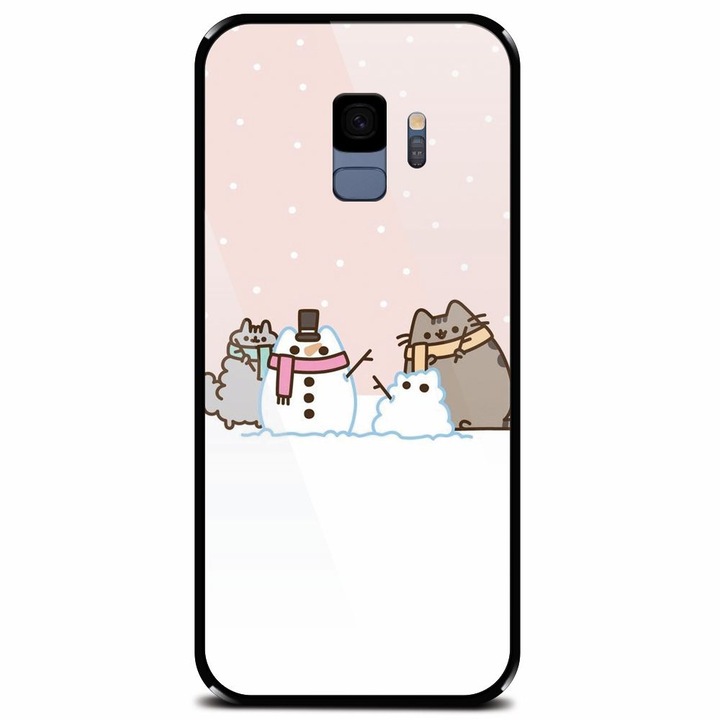 Калъф от закалено стъкло за Samsung Galaxy S9, Cat And Snowman