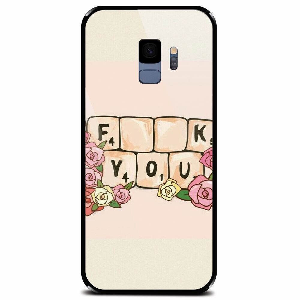 Husa din sticla securizata pentru Samsung Galaxy S9, Scrabble