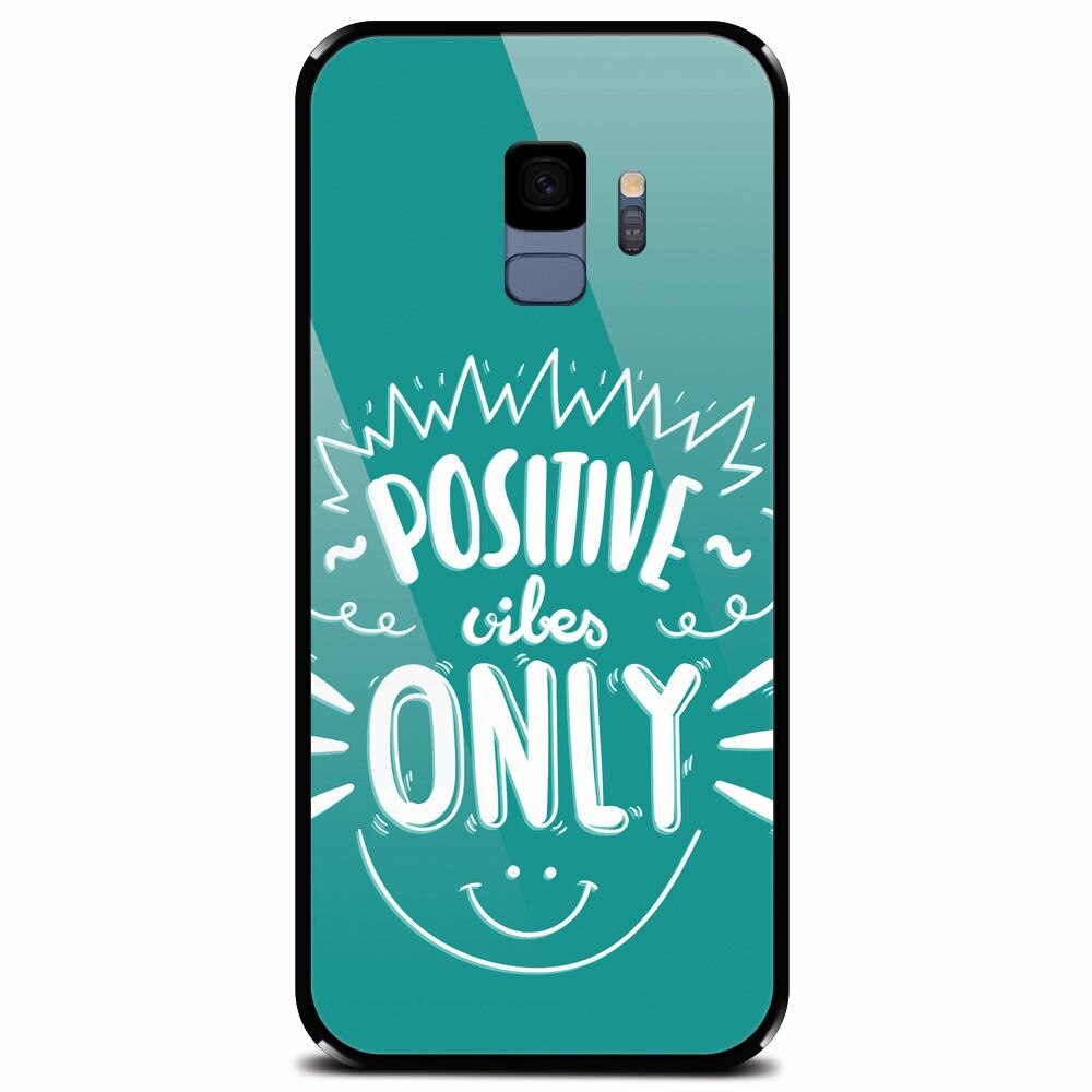Husa din sticla securizata pentru Samsung Galaxy S9, Positive Vibes
