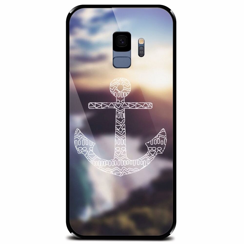 Husa din sticla securizata pentru Samsung Galaxy S9, Ancora