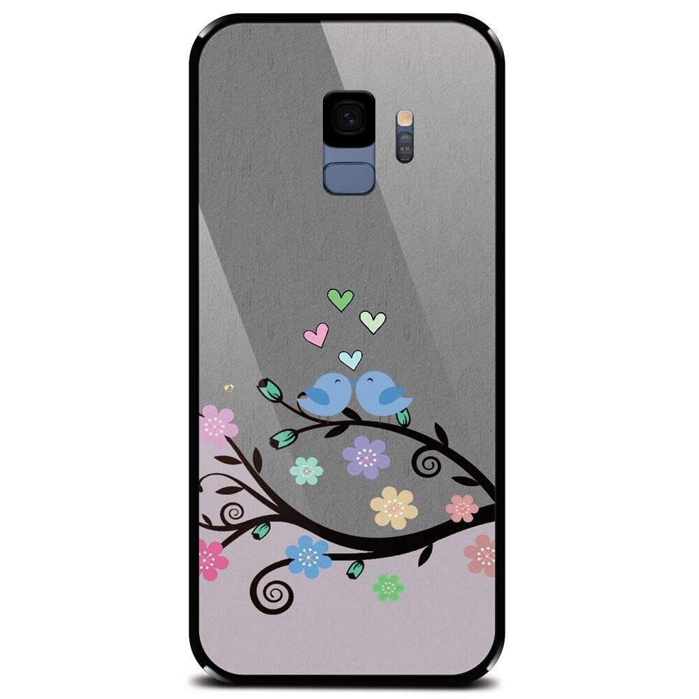 Husa din sticla securizata pentru Samsung Galaxy S9, Bird Love