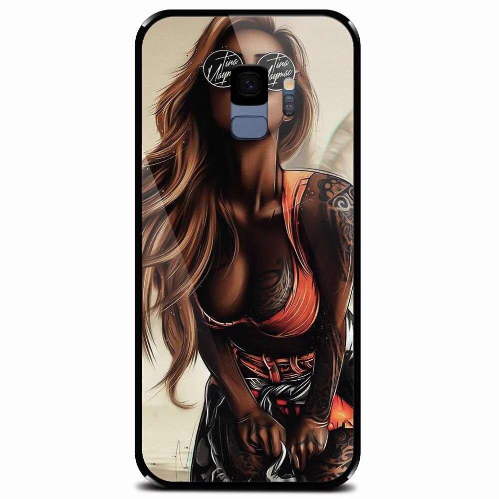 Husa din sticla securizata pentru Samsung Galaxy S9, Tattoed Girl