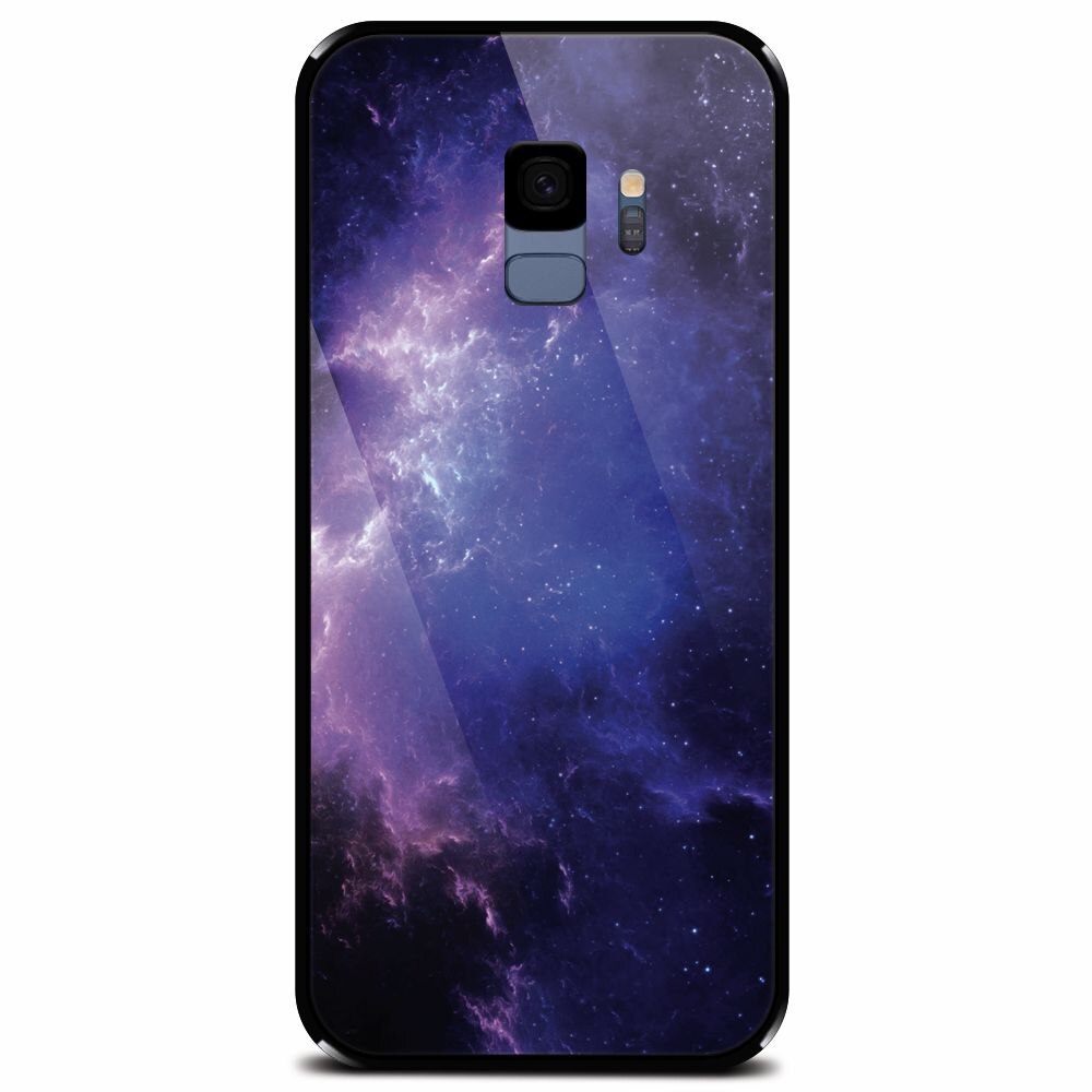 Husa din sticla securizata pentru Samsung Galaxy S9, Purple Space Nebula