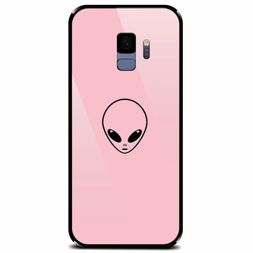 Husa din sticla securizata pentru Samsung Galaxy S9, Pink Alien