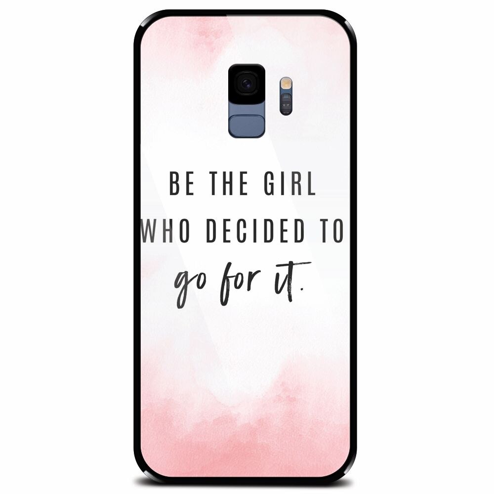Husa din sticla securizata pentru Samsung Galaxy S9, Quotes Pink
