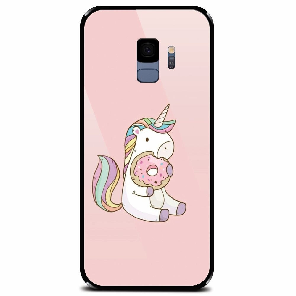 Husa din sticla securizata pentru Samsung Galaxy S9, Unicorn Donuts