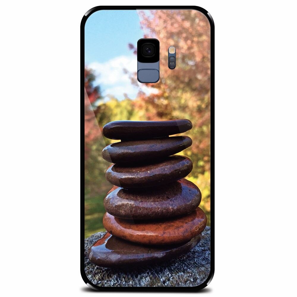 Husa din sticla securizata pentru Samsung Galaxy S9, Stacking Stones