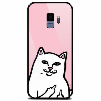 Husa din sticla securizata pentru Samsung Galaxy S9, White Cat Husa din sticla securizata pentru Samsung Galaxy S9, White Cat