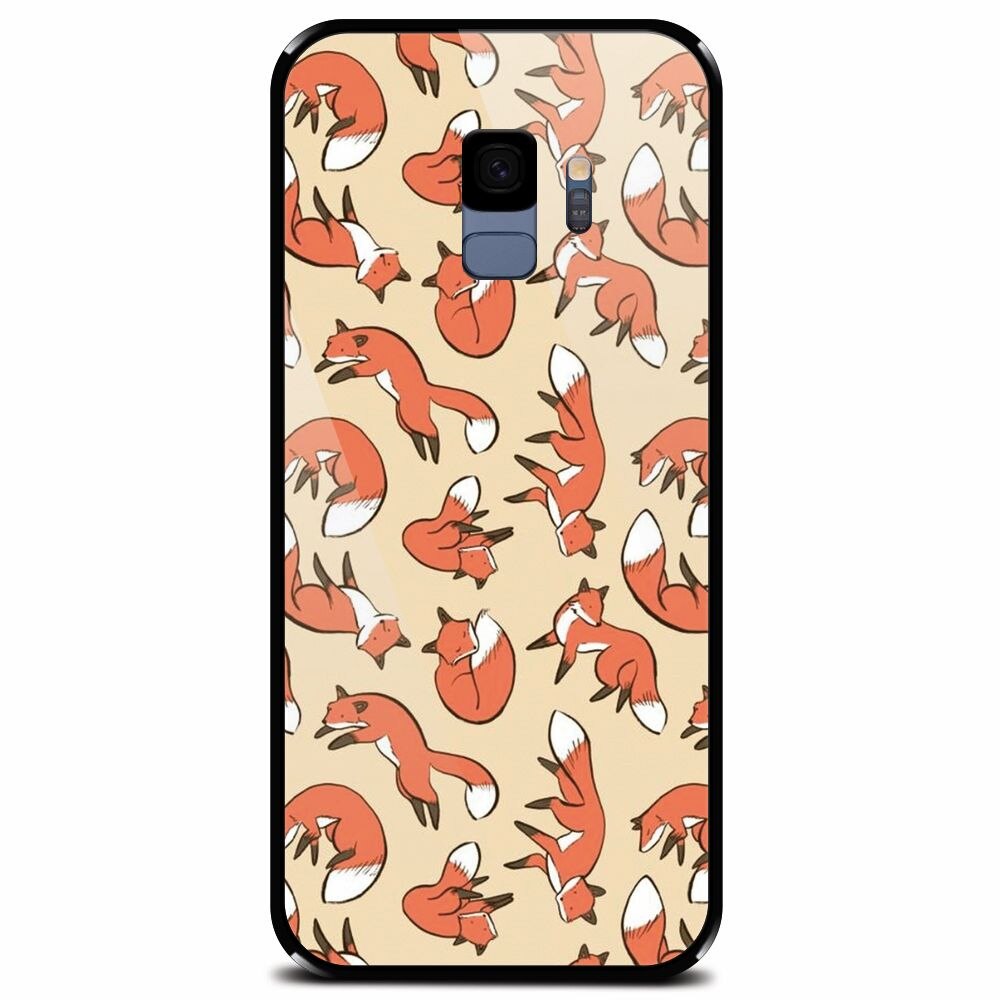 Husa din sticla securizata pentru Samsung Galaxy S9, Red Foxes