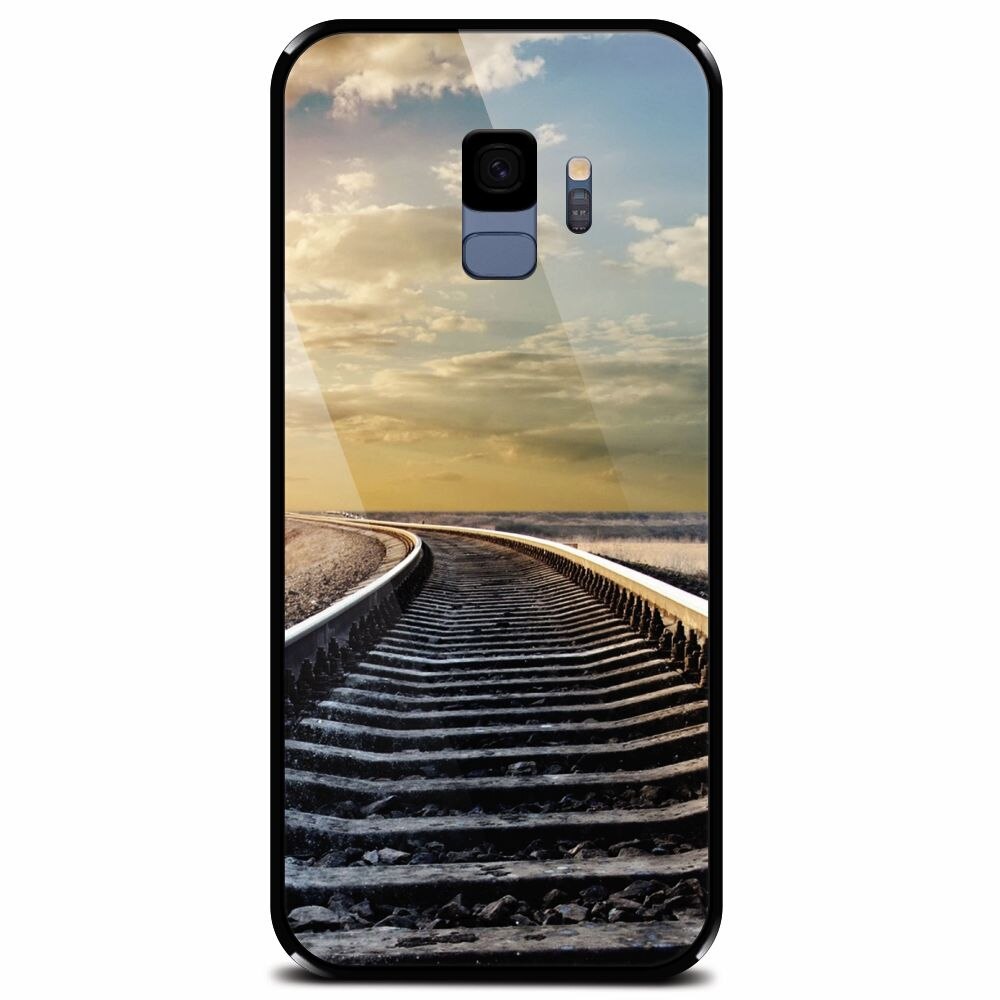 Husa din sticla securizata pentru Samsung Galaxy S9, Railroad Horizon