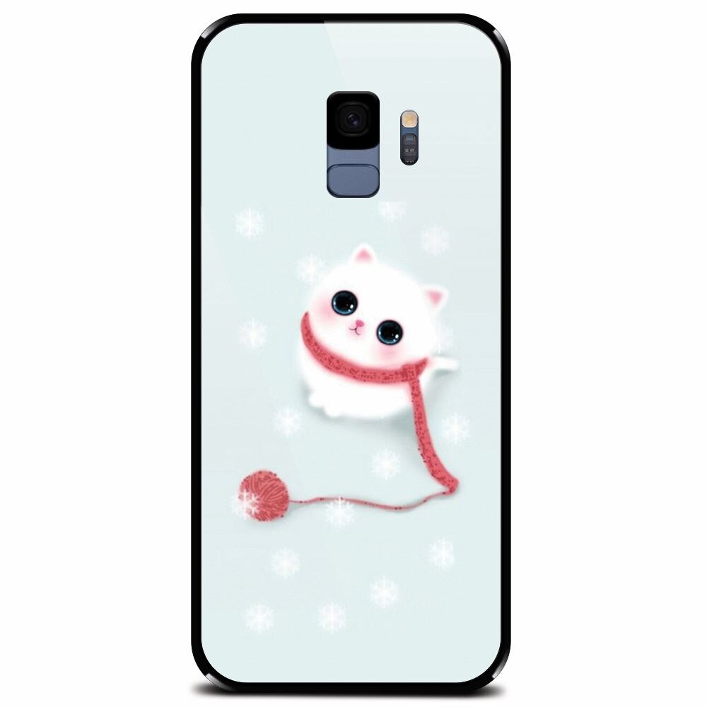 Husa din sticla securizata pentru Samsung Galaxy S9, Cute Cat