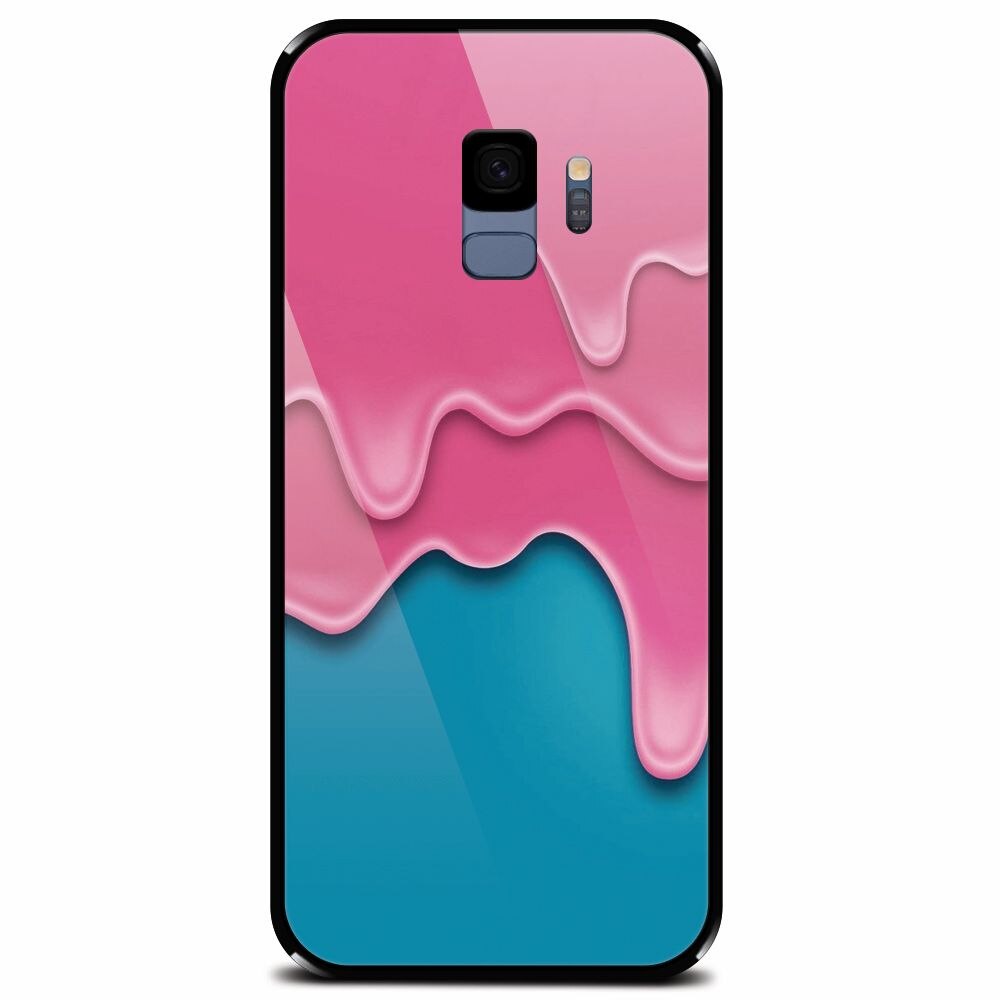 Husa din sticla securizata pentru Samsung Galaxy S9, Pink Liquid Dripping
