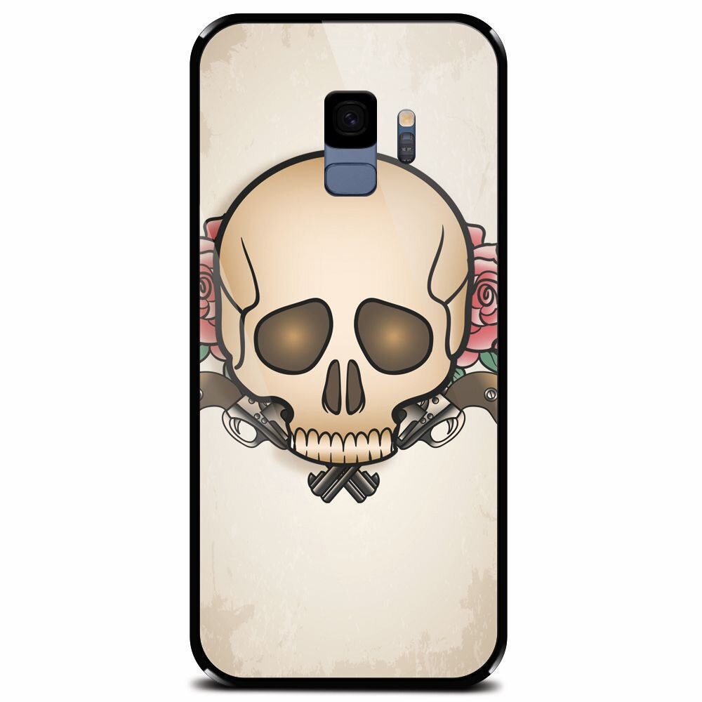 Husa din sticla securizata pentru Samsung Galaxy S9, Skulls And Roses