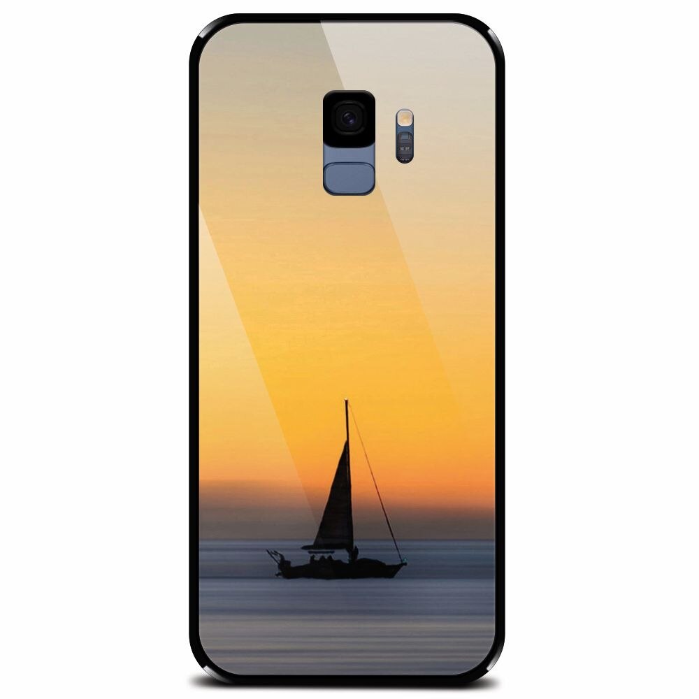 Husa din sticla securizata pentru Samsung Galaxy S9, Wind Sail Boat Ocean Sunset