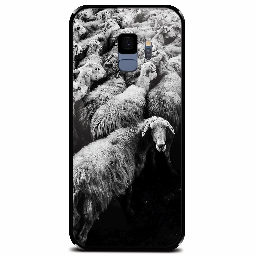 Husa din sticla securizata pentru Samsung Galaxy S9, Sheep