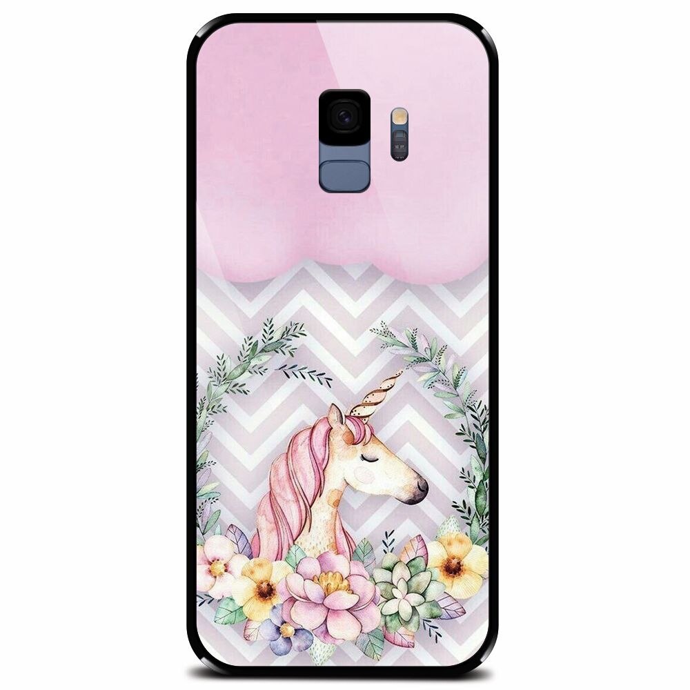 Husa din sticla securizata pentru Samsung Galaxy S9, Aesthetic Unicorn