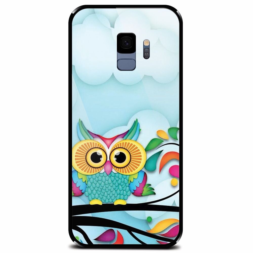 Husa din sticla securizata pentru Samsung Galaxy S9, Owl 102