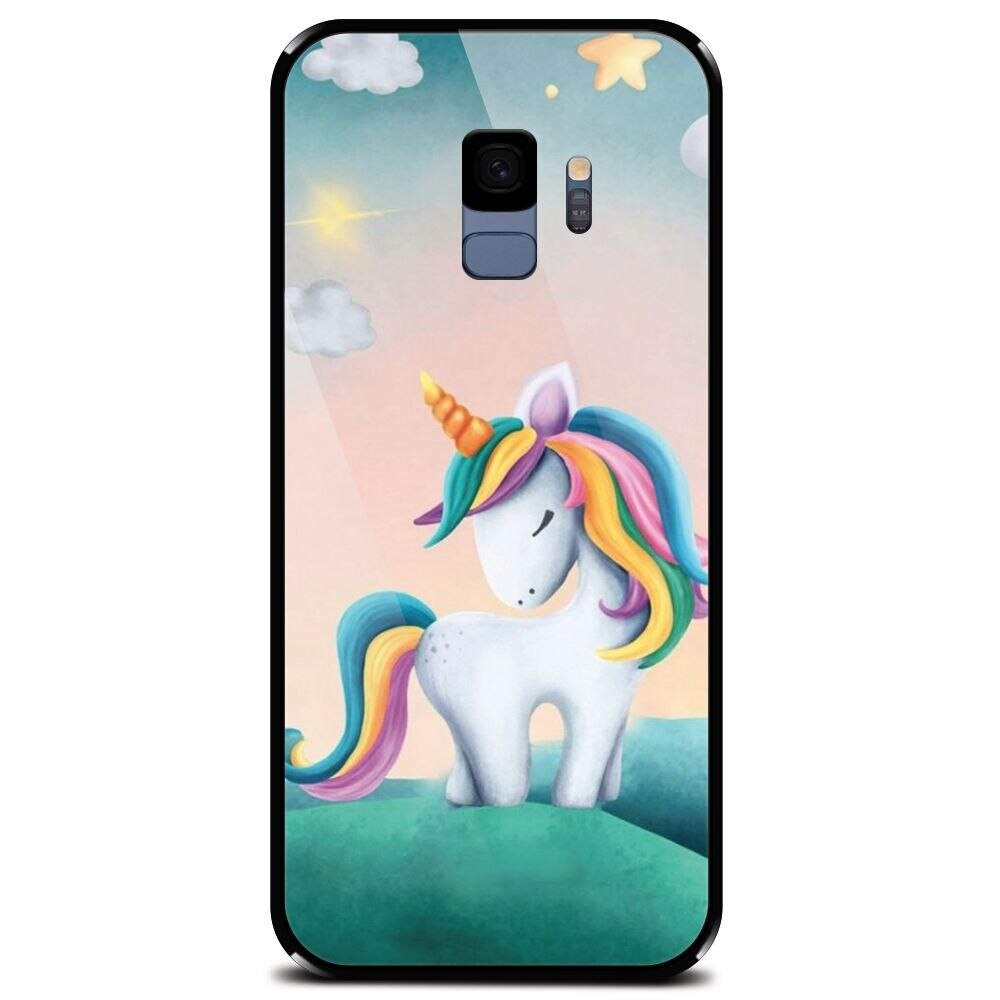 Husa din sticla securizata pentru Samsung Galaxy S9, Magic Unicorn