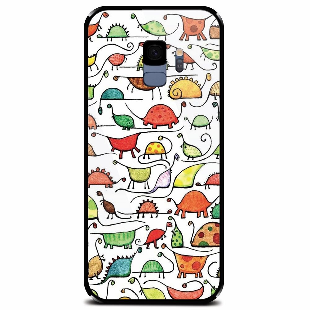 Husa din sticla securizata pentru Samsung Galaxy S9, Dino