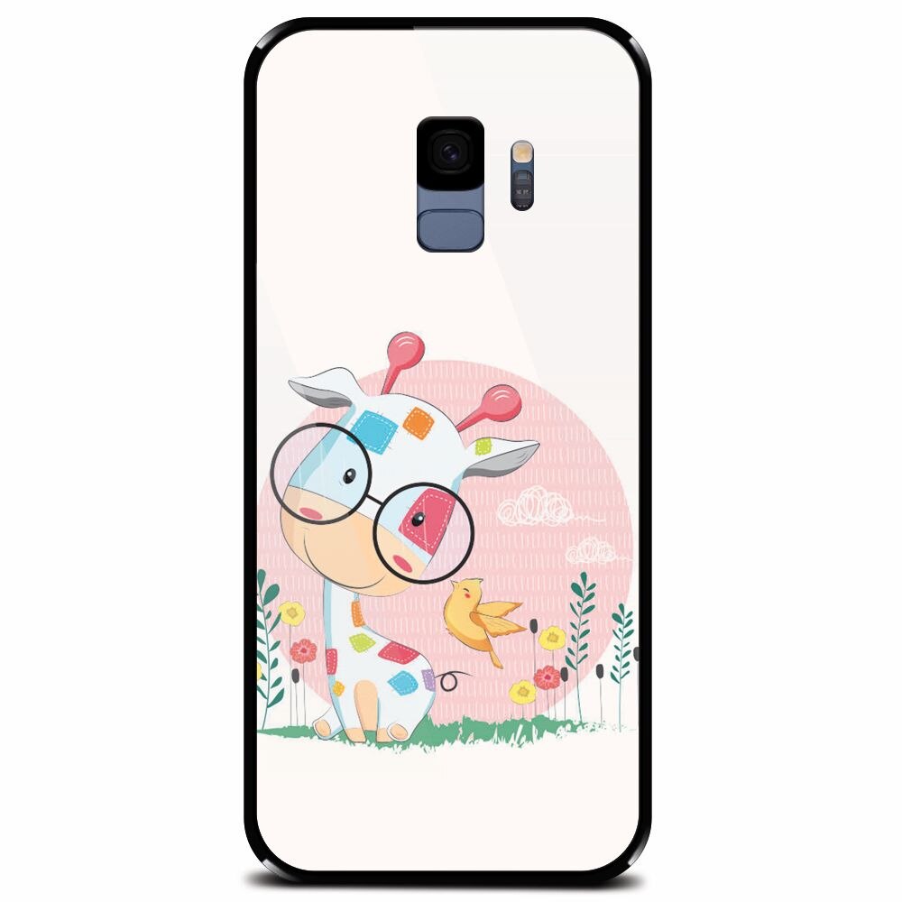 Husa din sticla securizata pentru Samsung Galaxy S9, Baby Giraffe