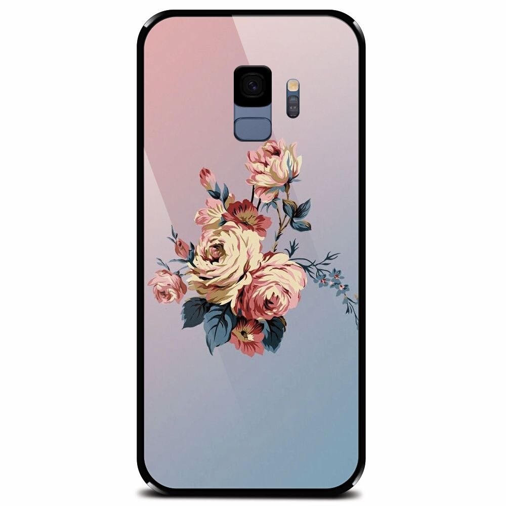 Husa din sticla securizata pentru Samsung Galaxy S9, Roses