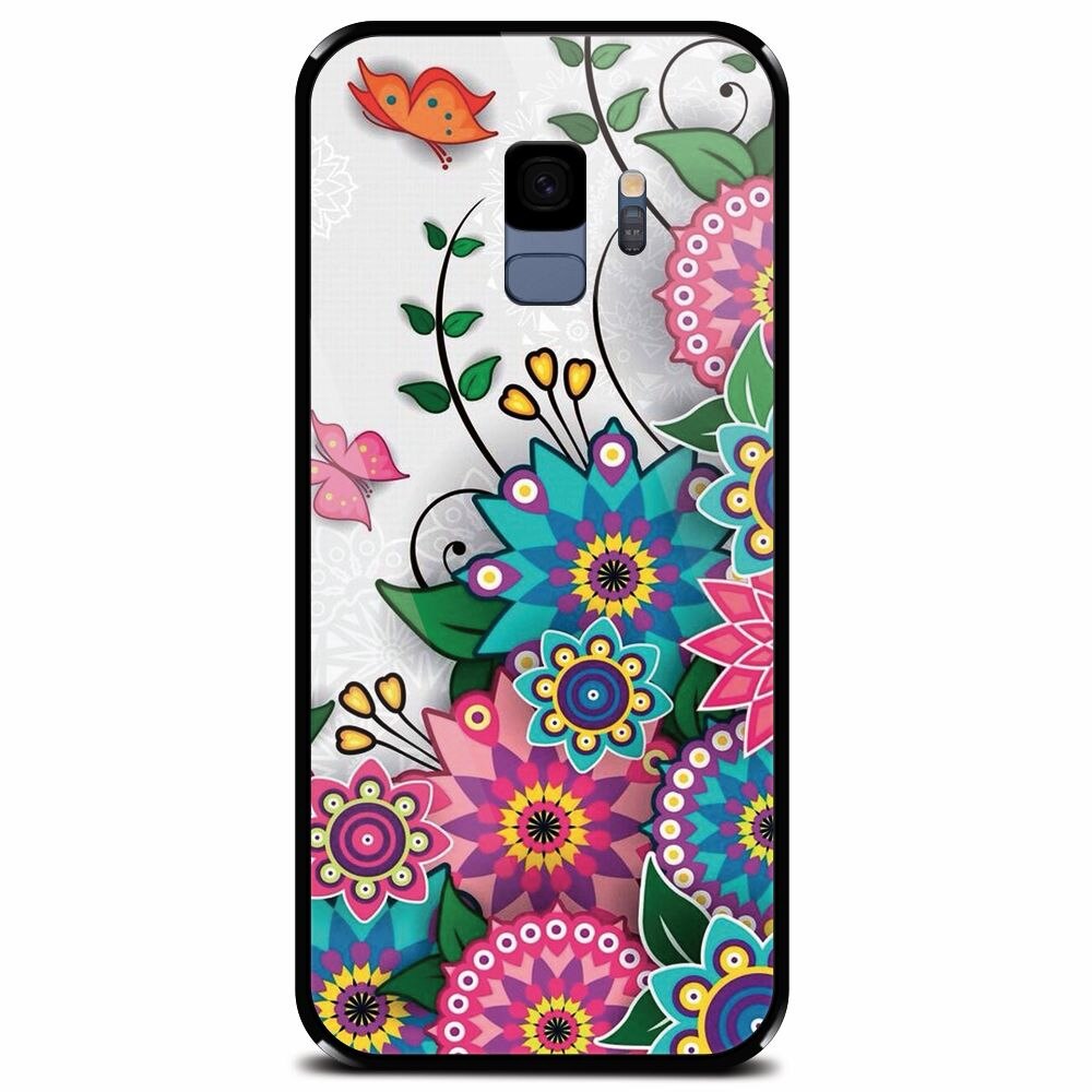 Husa din sticla securizata pentru Samsung Galaxy S9, Mandala Flowers