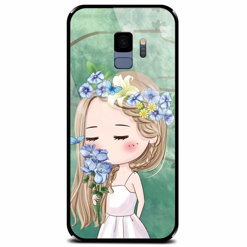 Husa din sticla securizata pentru Samsung Galaxy S9, Girl