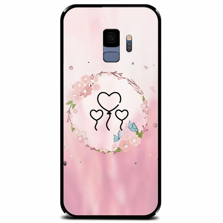 Калъф от закалено стъкло за Samsung Galaxy S9, Heart Balloons