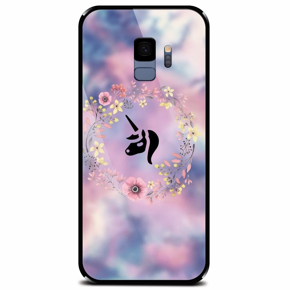 Husa din sticla securizata pentru Samsung Galaxy S9, Unicorn Icon