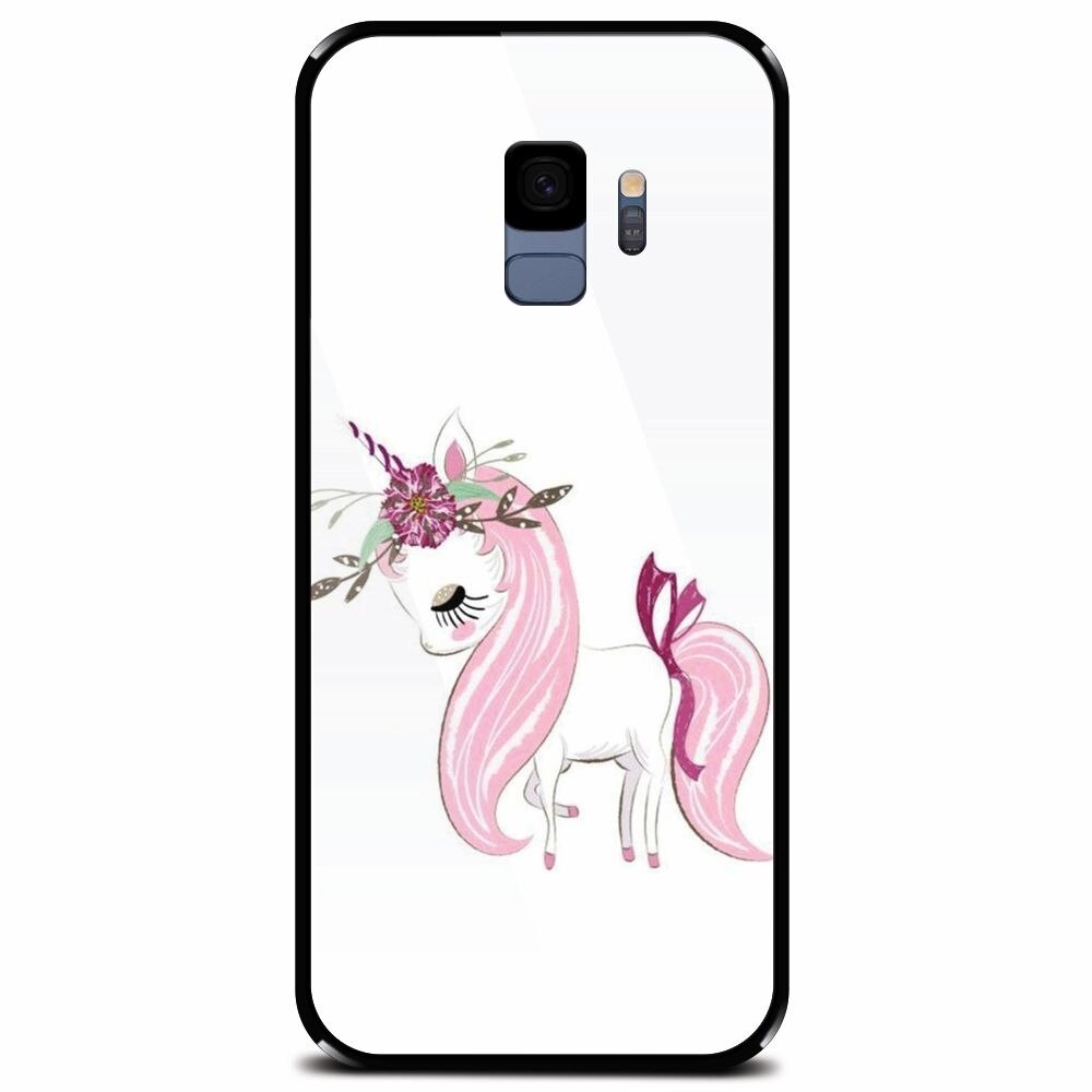 Husa din sticla securizata pentru Samsung Galaxy S9, Unicorn