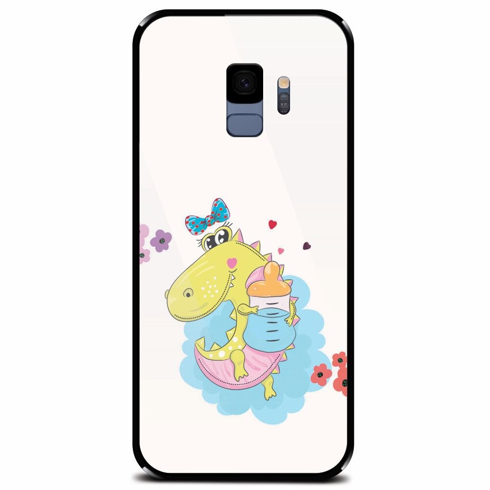 Husa din sticla securizata pentru Samsung Galaxy S9, Bebe Crocodil
