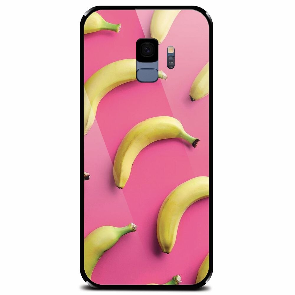 Husa din sticla securizata pentru Samsung Galaxy S9, Banana